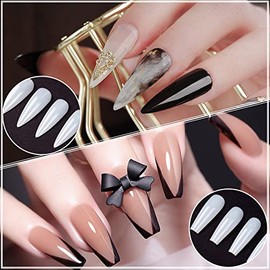 Kalevel 500 Pcs Nail Practice Tip Nail Tip Long Oval White Translucent Decoration DIY Clear Size Long Nail Friendly Long Tip Nails Handmade Supplies Nail Decoration