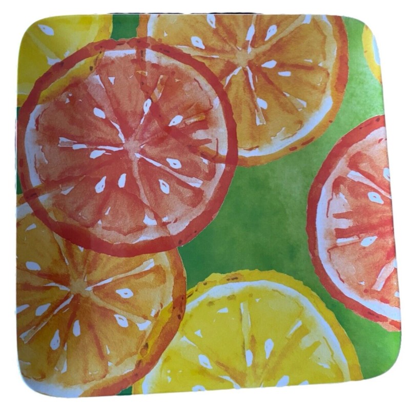 Sunglow Style Tropical Fruits MELAMINE Dinner Plates 4pc