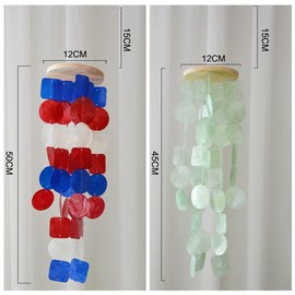 Yurosiay Shell Wind Chimes Capiz Wind Chime Hanging Mother of Pearl for Outdoor Elegant Wind Chime Shells Mother of Pearl Shell Wind Chime Garden Wind Chime Shells for Patio Garden Balcony Blue