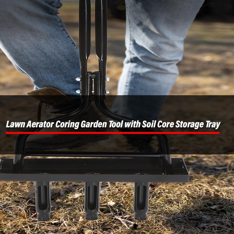 DOTCOM Lawn Aerator Coring Garden Tool with Soil Core Storage