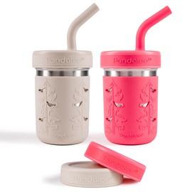 Pandaloo® Smoothie Cups for Kids - Stainless Steel Toddler Tumbler with Straw, Sippy Cup for Smoothies - BPA-Free, Toddler Snack Cups, 10 oz