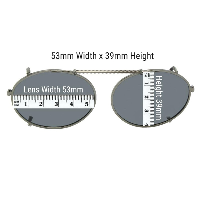 Oval Non Polarized Gray Lens Clip On Sunglasses (Lite Pewter