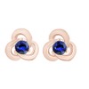 Round Shape Simulated Blue Sapphire Knot Stud Earrings In 14K