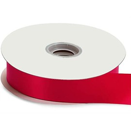 Pack of 1, Hot Red Floral Satin Ribbon 1-7/16" x 100 Yds for Gift Wrapping, Balloons and Bows, Made in USA