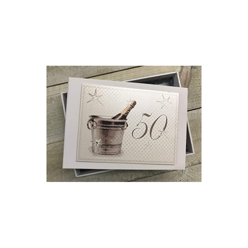 WHITE COTTON CARDS AC50T 50th Birthday, Mini Photo Album, Champagne