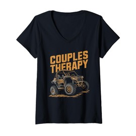 Womens UTV Side By Side Couples Therapy V-Neck T-Shirt