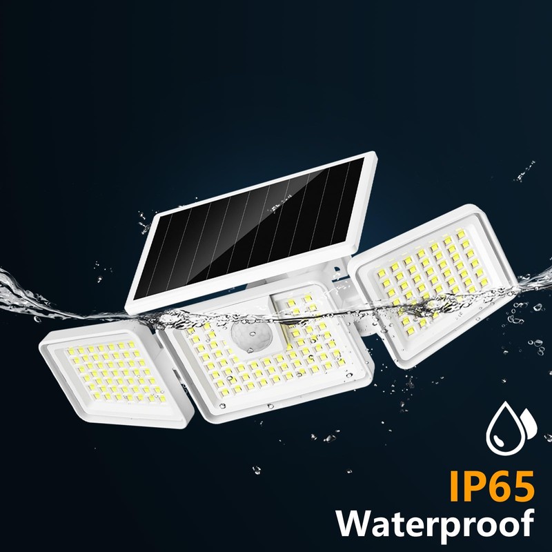 INCX Solar Motion Sensor Lights Outdoor, 3 Heads Security Lights
