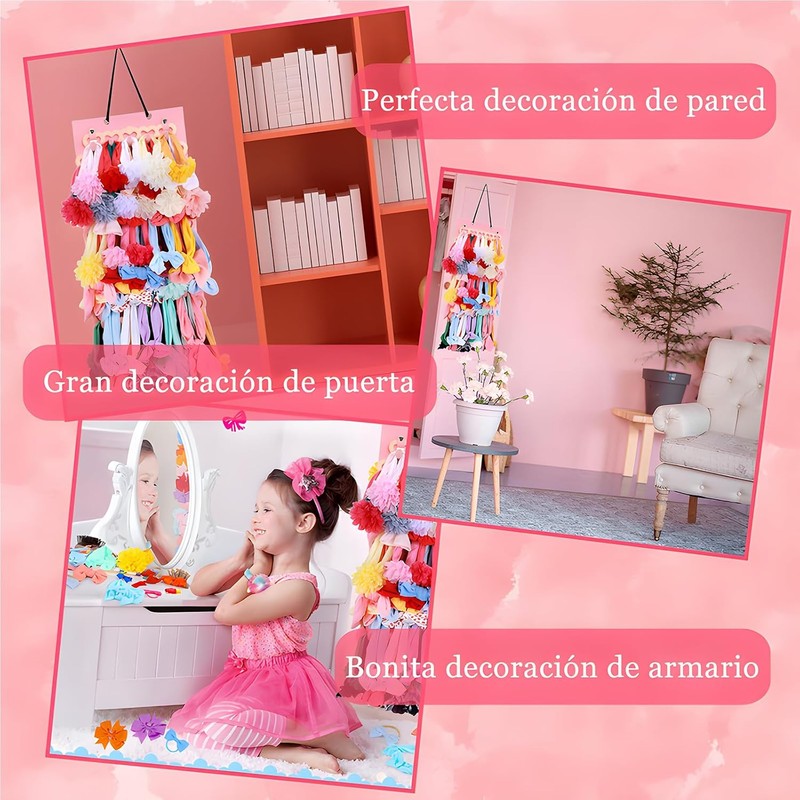 Caja de almacenamiento para lazos de niña, colgador de diademas,