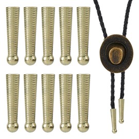 SUPERFINDINGS 10Pcs Bolo Tie Tips Golden Bolo Tie Findings Replacement End Caps Alloy Cord End for Bolo Tie Buckle Accessories Long Cord Ends Caps for DIY Findings Clothes,Inner Diameter: 4.5mm