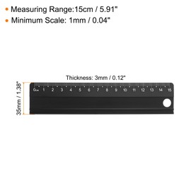 sourcing map 2pcs Cutting Rulers 15cm Metric Aluminum Alloy Straight Ruler Thickening Frosted Measure Ruler with Non-Slip Sponge Backing for Architects Artists Designers Classroom Office, Black