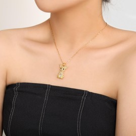 U.Seizeyes Chihuahua Pendant Necklace, 925 Sterling Silver & 18K Gold Plated Fine Jewelry, Dog Memorial Gifts for Women Mother Daughter 18+2"