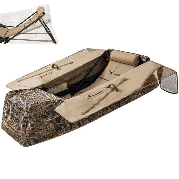 TIDEWE Layout Hunting Blind with Shoulder Straps, Adjustable Height, Side 6 inches High Waterproof, Portable Waterfowl Field Hunting Tent（Next Evos）