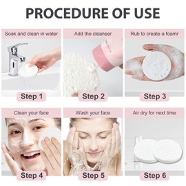 ClimbFun 50-Count Compressed Facial Sponges,100% Natural Cellulose Face Makeup Sponge Cosmetic Spa for Face Cleansing,Exfoliating Mask, Removal Beauty Make Up Pads ，Reusable Konjac Mask Remover Cloth（White.Round）