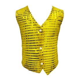 KKmeter Kids Boys Girls Sequined Dance Hip Hop Performance Party Costume Vests Jacket Waistcoat Gold(12-13)