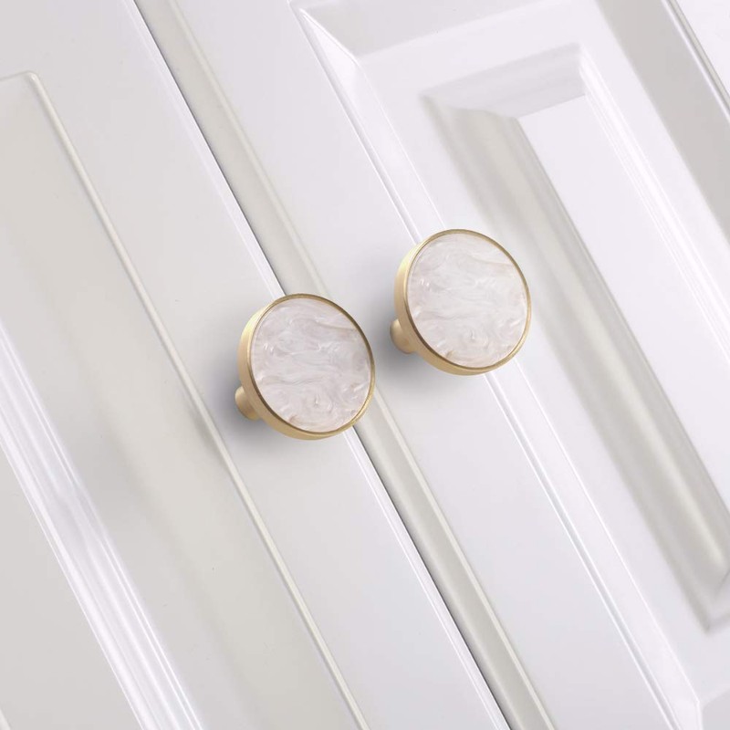 EVERGD 27mm Pure Copper Handle Shell Brass Gold Wardrobe Kitchen