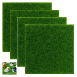 15 x 15 cm Fake Grass Mat,4 PCS Model Grass,Miniature Artificial Grass Mat,Modelling Grass,Artificial Grass Mat,Artificial Graden Grass for Craft,Artificial turf for Modelling, Dolls House, Toy Farm