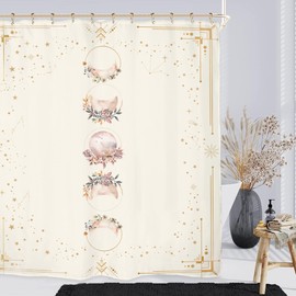 Miyotaa Howdy Cowboy Cowgirl Shower Curtain Set 60Wx71H Inches Funny Western 70s Groovy Funky Retro Skull Skeleton Desert Waterproof Bathroom Curtain with 12 Hooks