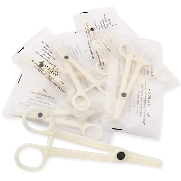 Disposable Piercing Clamps - Combofix 10Pcs Disposable Piercing Forceps Clamp Slotted Navel Forceps Round Open Piercing Plier Tattoo Piercing Tools Piercing Supplies(Type-2)
