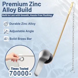 Universal Front Mount Toilet Handle Replacement Kit, Heavy-Duty Metal Flush Lever with Adjustable Brass Arm, Rust-Resistant Chrome Handle, Smooth & Quiet Operation, Easy DIY Install for Most Toilets