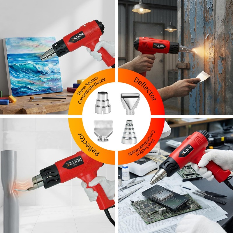 1800W Heat Gun - BILLION GOLD 3D Grip Heavy Duty