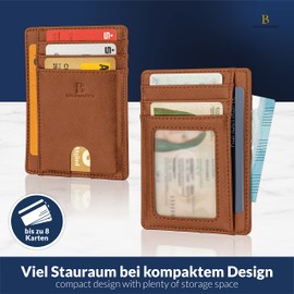 Logan & Barnes Men's Card Case - Munich Version - RFID Wallet with TÜV Tested RFID Blocker - Mini Wallet for up to 10 Credit Cards, light brown