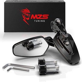 MZS Espejos de extremo de barra en forma de flecha, espejo retrovisor de 7/8 para motocicleta, vista lateral en manillar hueco, negro, compatible con bicicleta de calle, moto deportiva, crucero