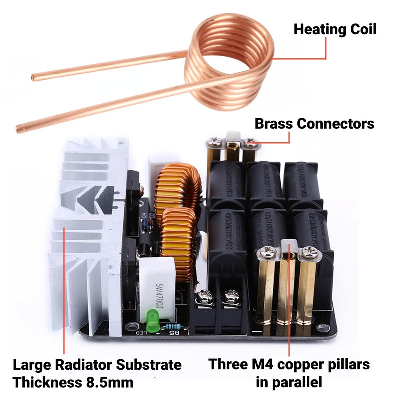 1000W ZVS Low Voltage Induction Induction Heater Coil Kit Induction
