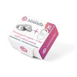 SILVERETTE The Original Silver Nursing Cups with O-Feel Silicon Ring - Soothe and Protect (Silverette + O-Feel) (XL)