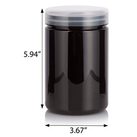 JUVITUS Amber Large 25 oz PET Plastic (BPA Free) Refillable Jar with Clear Natural Flip Top Cap - (6 pack) + Labels