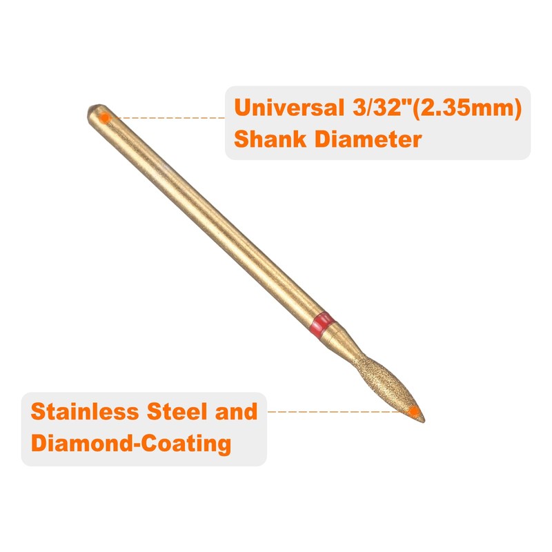 sourcing map 6pcs 200-230 Grits Diamond Grinding Bit 2.3mm Oval