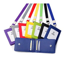 1 Pcs of Leather Credit Card Holder Id Card Case Holder Useful Purse with Neck Strap Necklace Neckholder Business Id Badge Multi Card Slot Holder Neck Lanyard (Red)