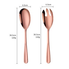 SBOMHS Salad Spoon and Salad Fork Rose Gold Stainless Steel Salad Servers Set of 2 30.5 cm (12 Inches) Length
