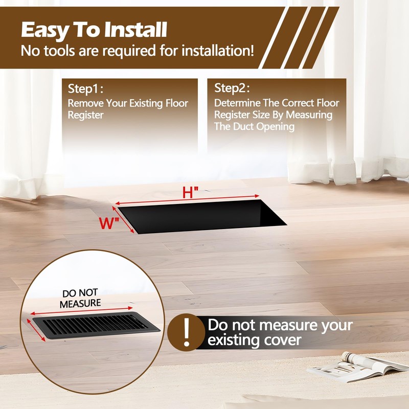 WAWINY Floor Register 4x10,6 Pack Heavy Duty Steel Vent Covers