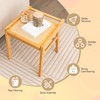 CHARMAID Vanity Stool, Bamboo Ottoman Foot Rest with Rattan Seat,