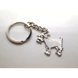 Stainless Steel Silver Plated Goat Keychain