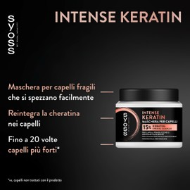 Maschera per capelli Intense Keratin 400ml, 13% Protein-Care-Complex, Syoss Maschera per capelli fragili e che si spezzano facilmente, capelli fino a 20 volte più forti fino allo strato più interno*