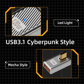 chenyang USB C Male USB 3.0 to USB C OTG Data 10Gbps PD 120W Power Supply Alloy Shell Low Profile Angled