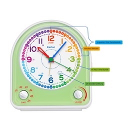 Eachui Analogue Alarm Clock without Ticking with Snooze Function, Night Light, Adjustable Volume and 7 Alarm Tones, Children's Gift Alarm Clock Silent for Boys Girls (Green)