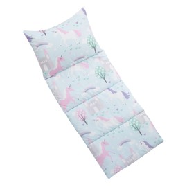 Everything Kids Pink, Light Blue & Lavender Unicorn Deluxe Easy Fold Nap Mat, Light Blue, Pink, Lavender, Green
