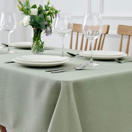 maxmill Textured Rectangle Tablecloth Water Resistant Wrinkle Free Spill-Proof, Soft Jacquard Table Cloth for Banquet Parties Event Holiday Dinner, Indoor and Outdoor Use, 60 x 84 Inch, Sage Green