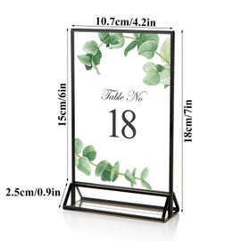 LOYORTY 8PCS 4x6 Double-Sided Acrylic Sign Holders, Clear Black Picture Frames, Table Number Holders with Silver Border for Wedding Reception, Centerpiece, Decoration, Party