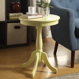 Udorich Charming Light Yellow Side Table for Cozy Gatherings, Elegant Turned Pedestal Design, Farmhouse and Rustic Decor