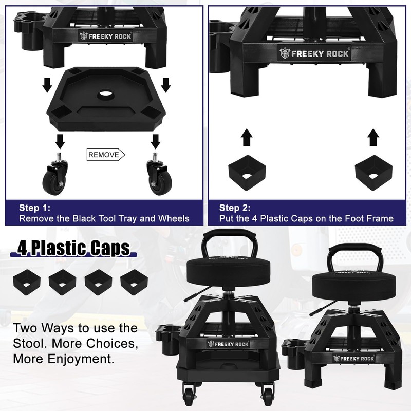 Rolling Shop Stool with Wheels, Heavy Duty Garage Work Mechanic