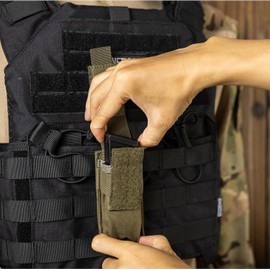 Tactical Military Belt Pouch Small Light Holder Flashlight Holder Dump Pouch Flashlight Case (Green)