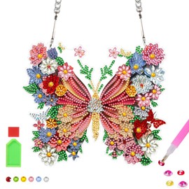 NiCola Diamond Art Hanging Butterfly, Butterfly Diamond Art Hanging Designs 7.8x6.9inch, DIY Acrylic Board Gem Painting Kit, Hanging Diamond Painting (Butterfly)