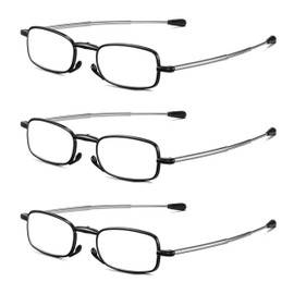 COVESATO Folding Reading Glasses for Men Women Blue Light Blocking Readers with Keychain Compact Bags (3 Black,3.00)