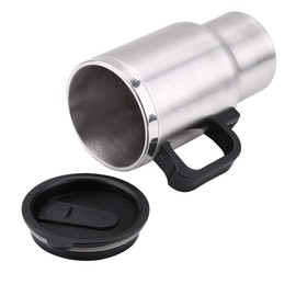 Keenso - Taza eléctrica de 12 V para coche, taza de calefacción, de acero inoxidable, 450 ml, calentador de taza de café con encendedor de cigarrillos
