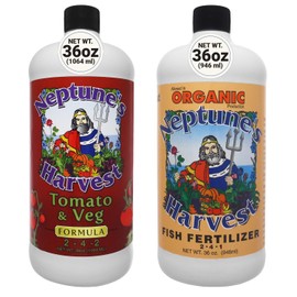Neptune's Harvest Organic Plant Fertilizer | Liquid Fertilizer for Lawn, Garden & Houseplant | Rich in Essential Nutrients | Hydrolyzed Fish 2-4-1 (Quart) + Tomato & Veg Plant Food 2-4-2 (Quart)