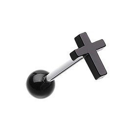Covet Jewelry Classic Cross Acrylic Barbell Tongue Ring