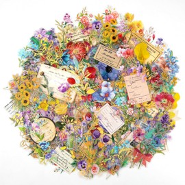 240Pcs Transparent Flower Stickers, Cute Vintage Floral Sticker for Kids, Clear Wildflower Stickers for Water Bottles, Scrapbooking, Card Making, Crafts, Laptop